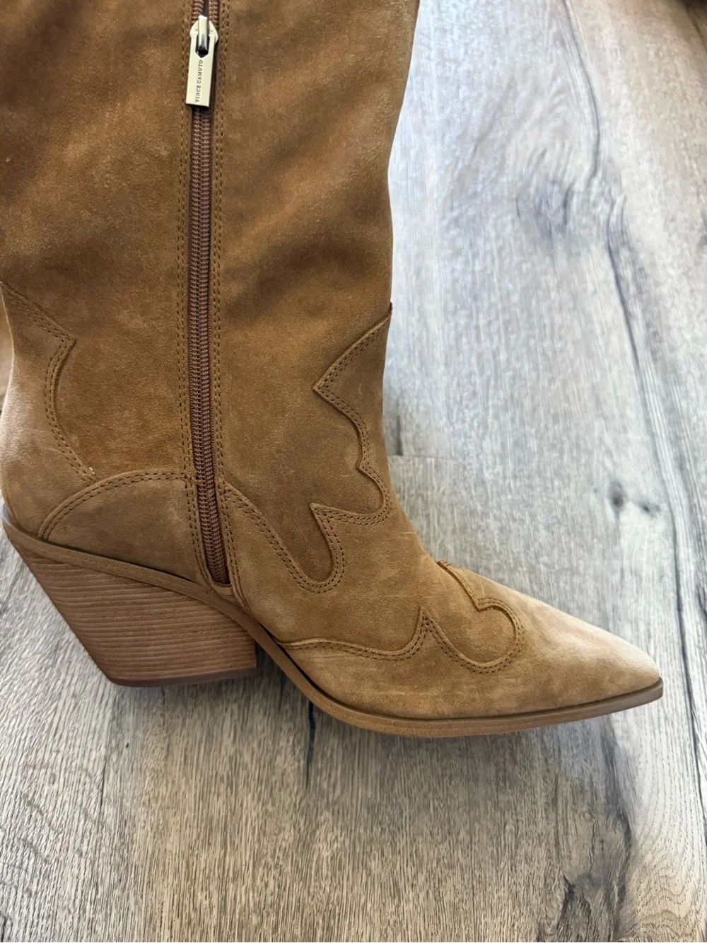Vince Camuto Shaharla Tan Suede Over-the-Knee Western Boots Size 12M